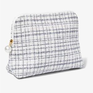Plaid Shimmer Makeup Bag Black/White